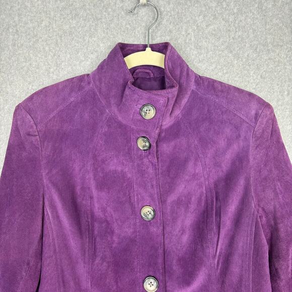 Women's Purple Genuine Suede Jacket - Picture 2 of 11